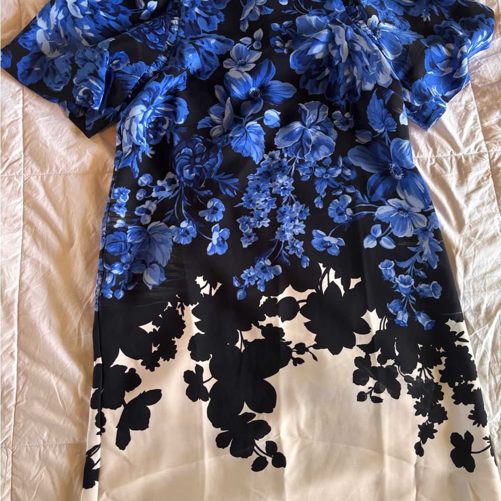 Ann Taylor Black, Blue & White Floral Dress